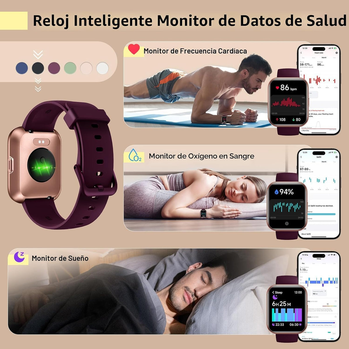 Relojes inteligentes para mujer, reloj inteligente para teléfonos A...