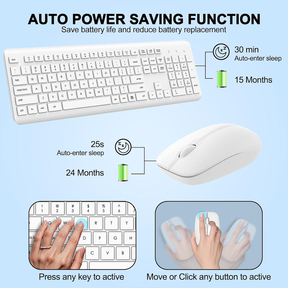 Combo de Teclado y Ratón Inalámbricos, Teclado y Ratón Ergonómicos...