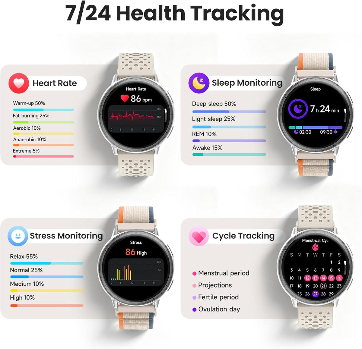 Reloj inteligente para hombres y mujeres, GPS integrado, pantalla A...