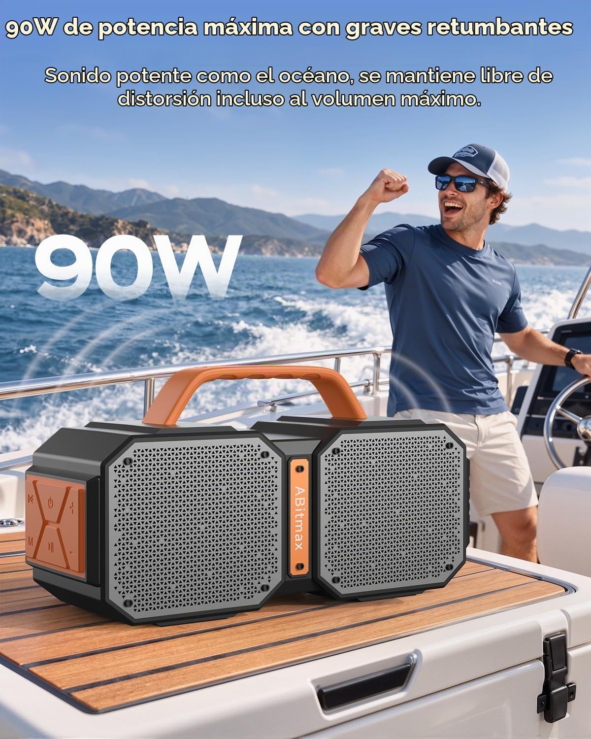 ABitmax Altavoz Bluetooth para exteriores, pico de 90 W, 35 H | Alt...