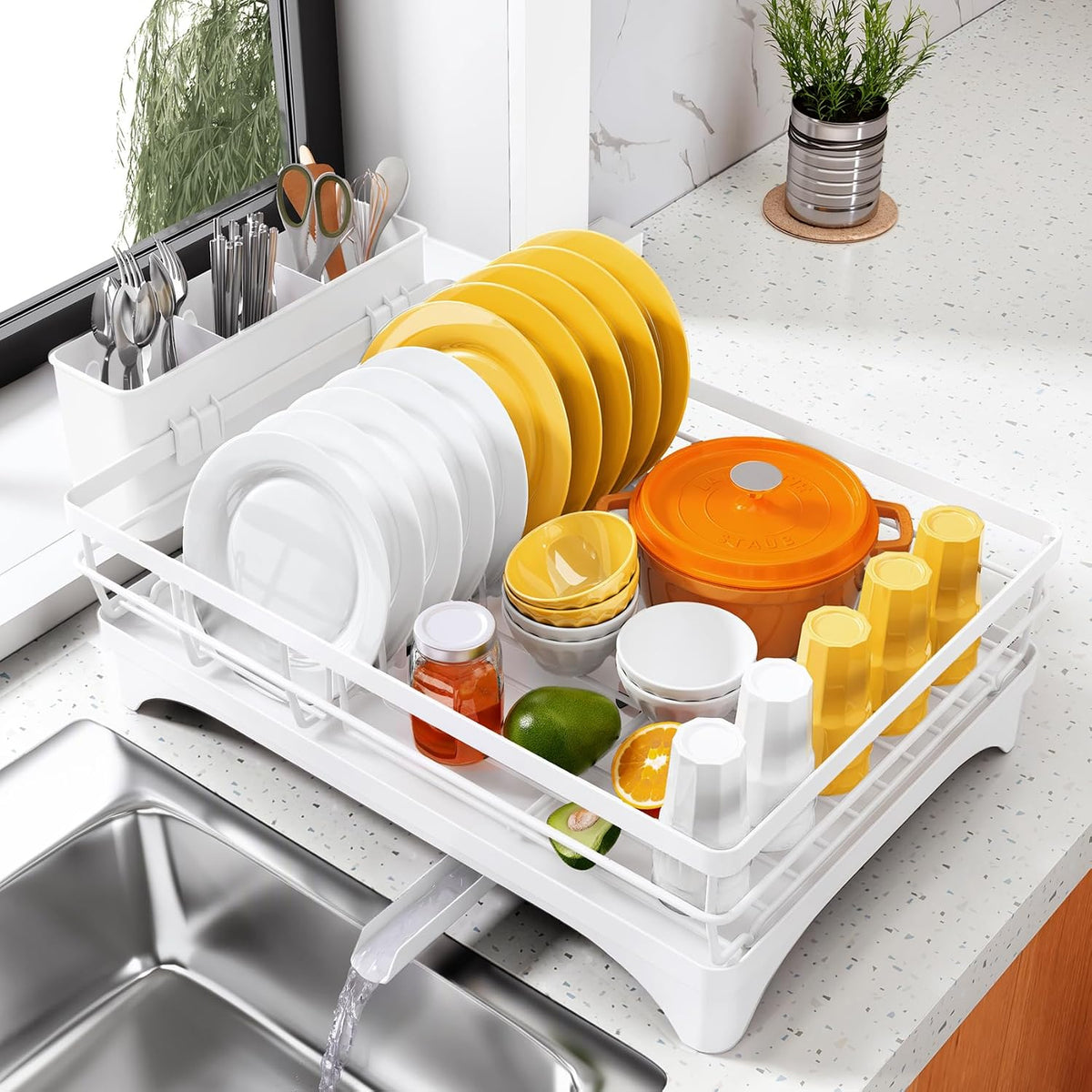 SNTD Escurridor de platos para encimera de cocina, 11.8 pulgadas de...