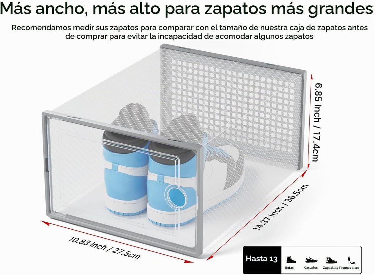 Kuject Cajas de almacenamiento de zapatos extragrandes, paquete de...