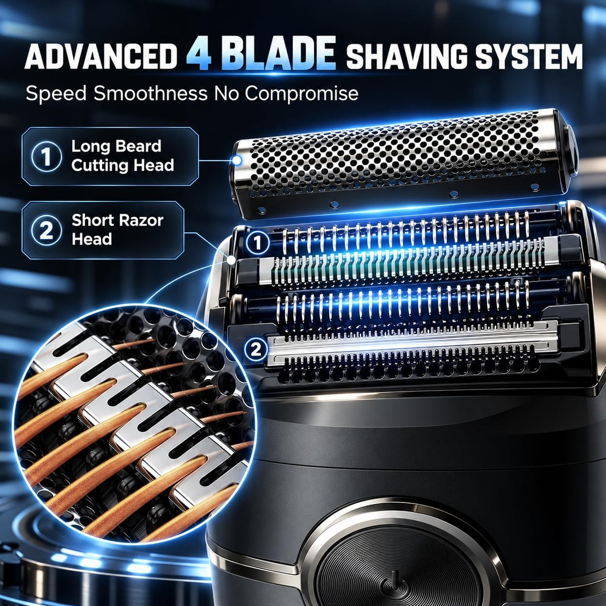Afeitadoras eléctricas para hombres: 4 cuchillas flotantes y pantal...