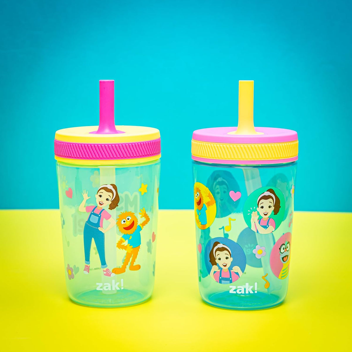 Zak Designs Ms. Rachel Kelso Vasos con pajita para niños pequeños a...