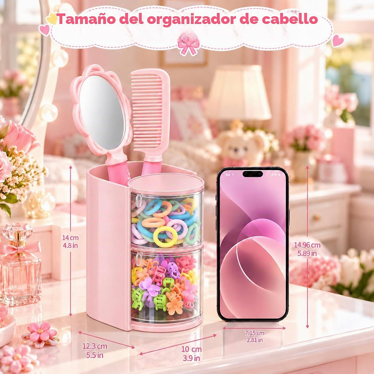 Luscinia Organizador de accesorios para el cabello con soporte para...