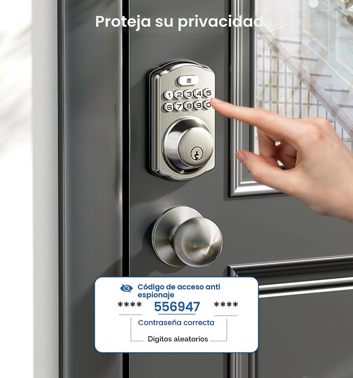 Veise KS01C Cerradura de puerta de entrada sin llave con perillas,...