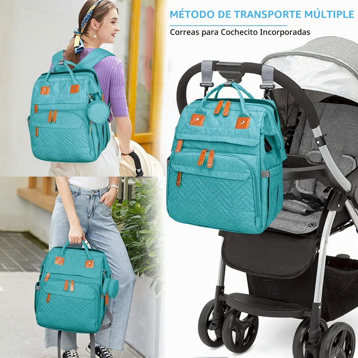 KABAQOO Mochila para pañales con estación de cambio desmontable, bo...
