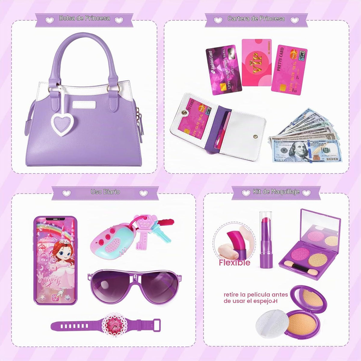 Shemira - Bolso de juego para niñas pequeñas, juguetes de princesa...