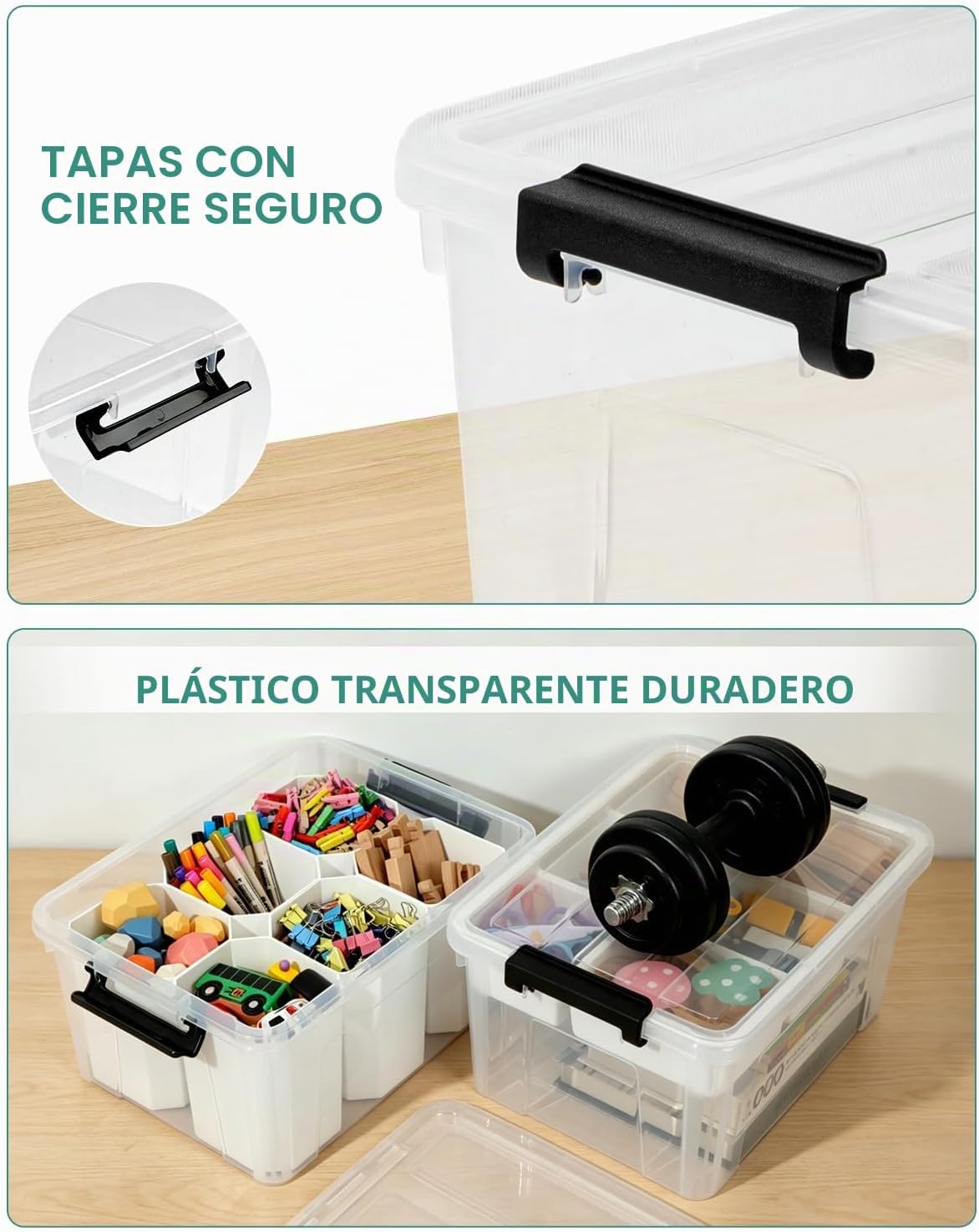 EOENVIVS Bolsa de almacenamiento transparente con 6 insertos altos,...