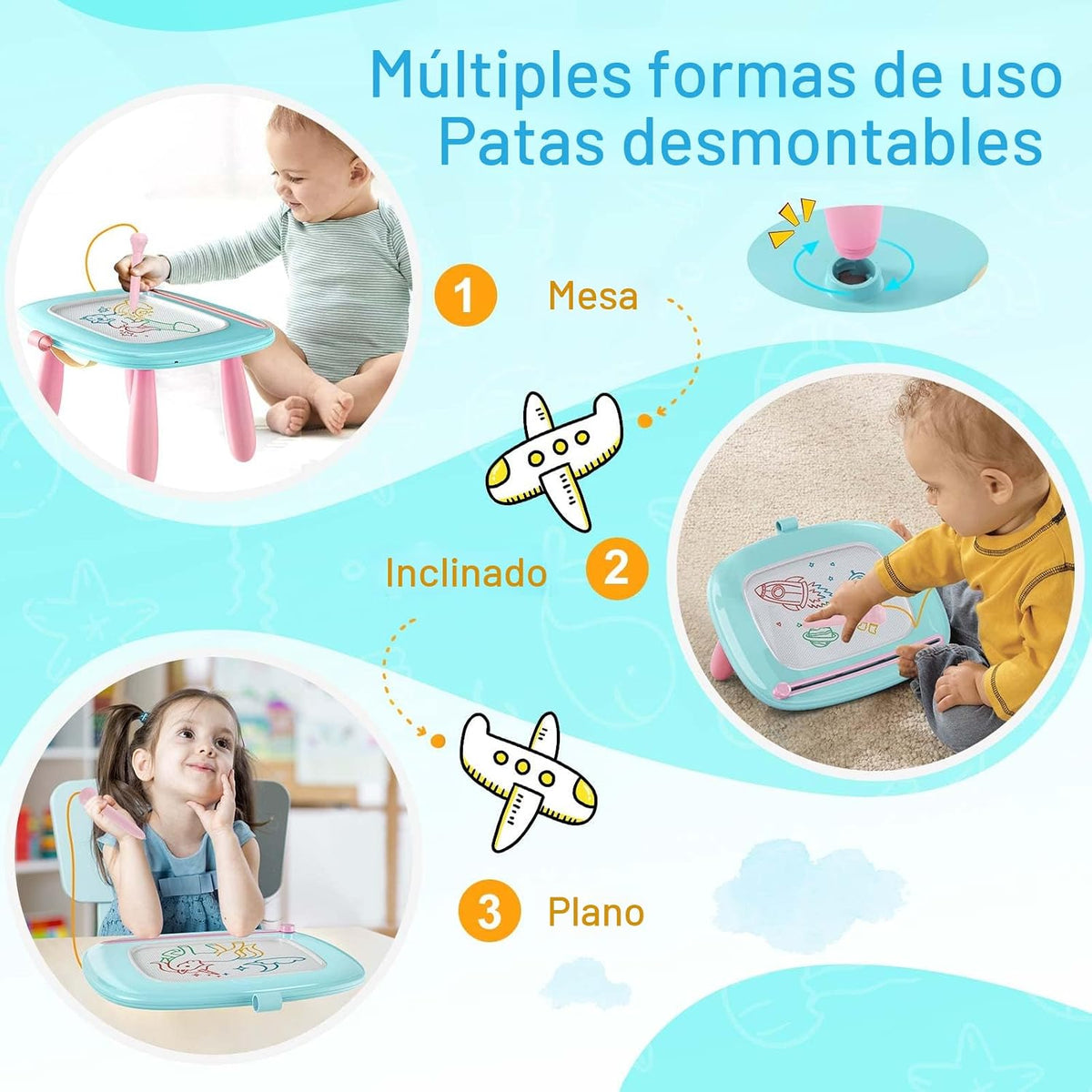 Kikidex Juguetes para niños de 1 a 3 años, tablero magnético de dib...