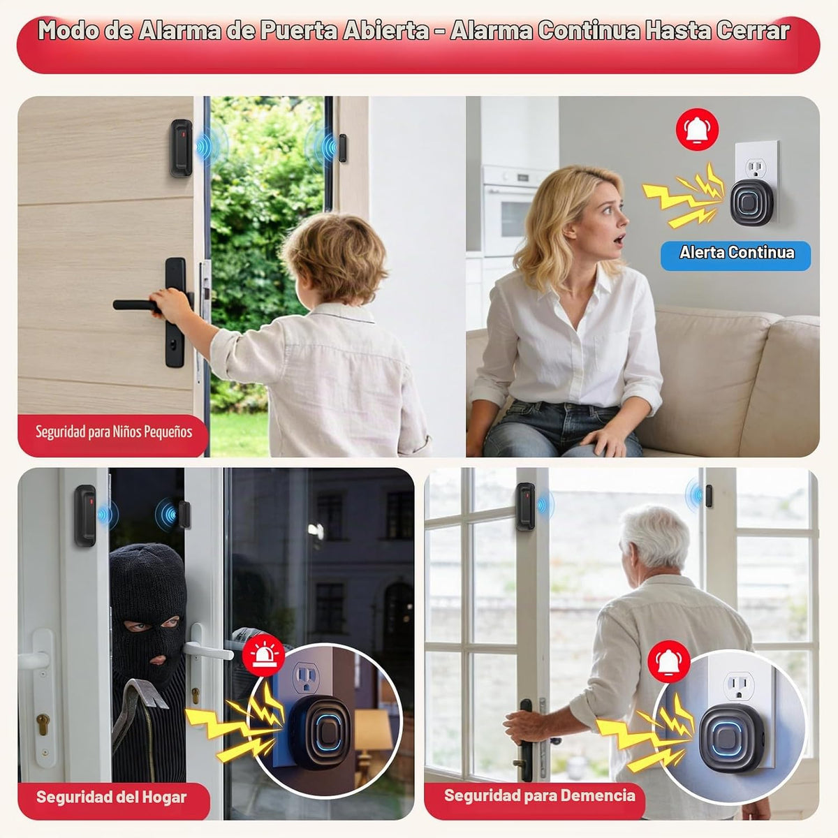 SanJie Timbre de puerta, alarma de puerta 2 en 1 con timbre único o...