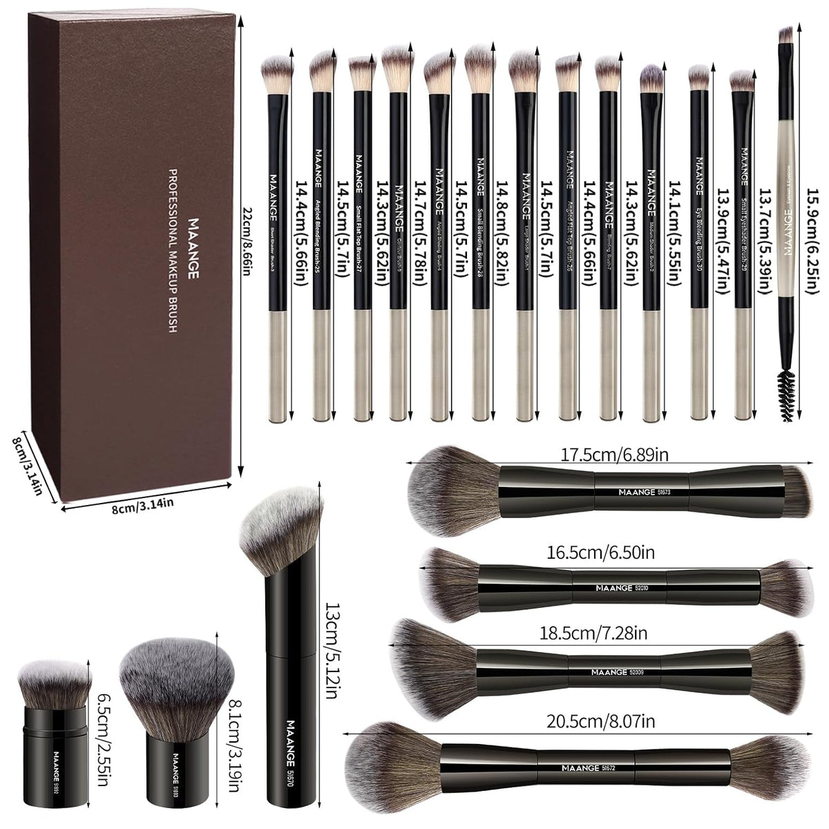 MAANGE 20 brochas de maquillaje con caja de regalo, brochas de maqu...