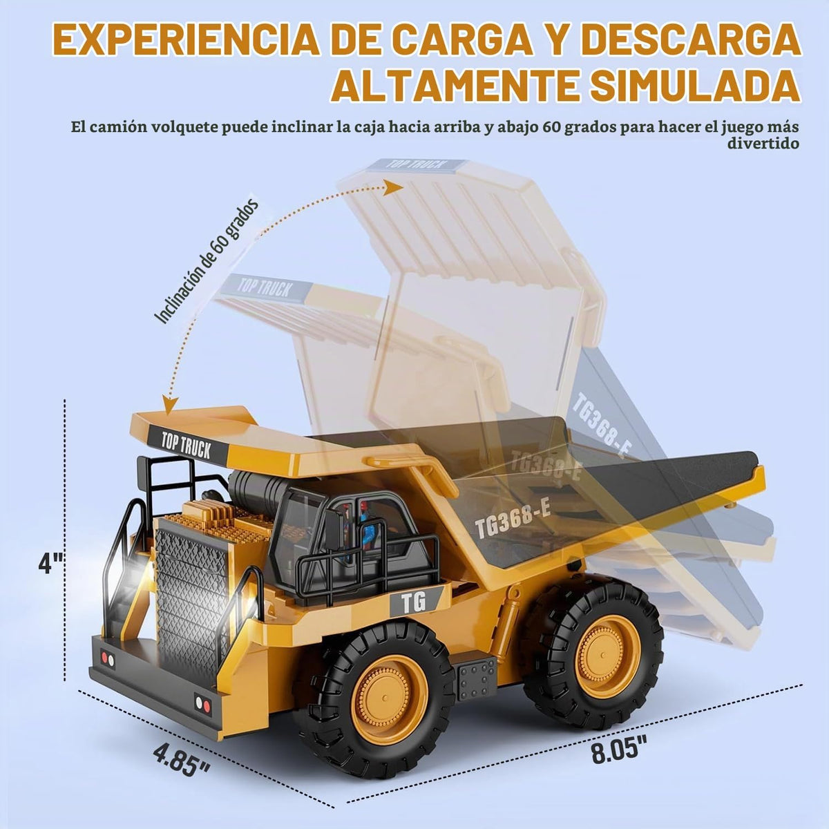 KIDMARKT - Camión volquete RC para niños, vehículo de construcción...
