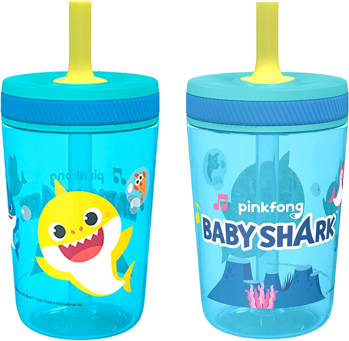 Zak Designs - Juego de vasos Baby Shark Kelso de 15 onzas, tapa de...