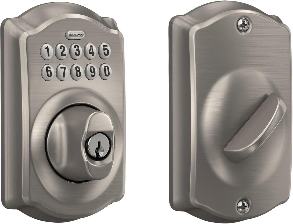 Schlage - Cerradura electrónica para teclado, borde Camelot, níquel...