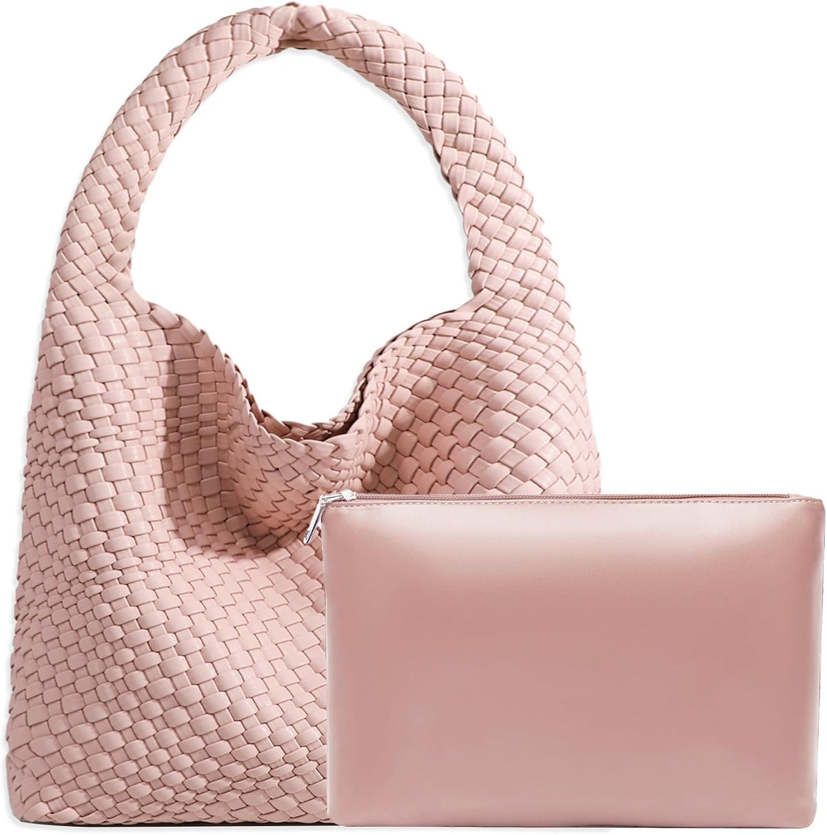 Bolso de mano de mujer con asa superior de cuero vegano tejido a ma...