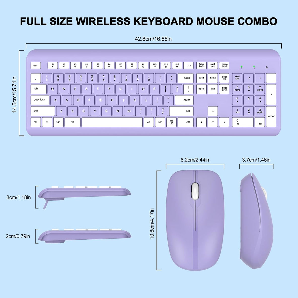 Combo de teclado y mouse inalámbricos, teclado ergonómico silencios...