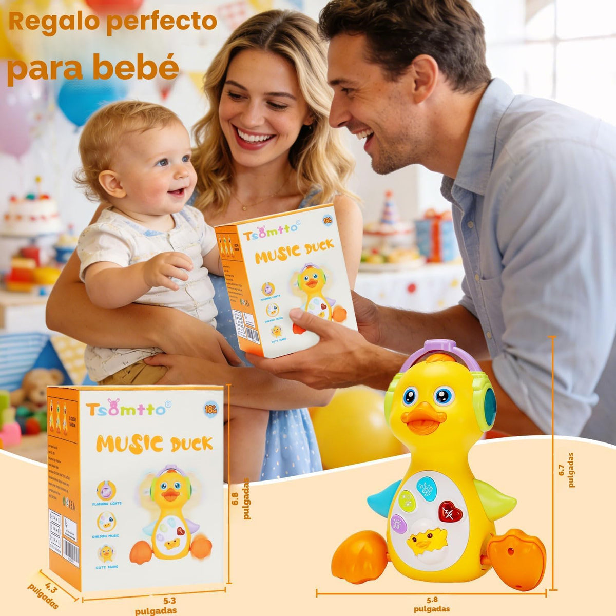 Juguete de pato iluminado musical, bailando que se arrastra en movi...
