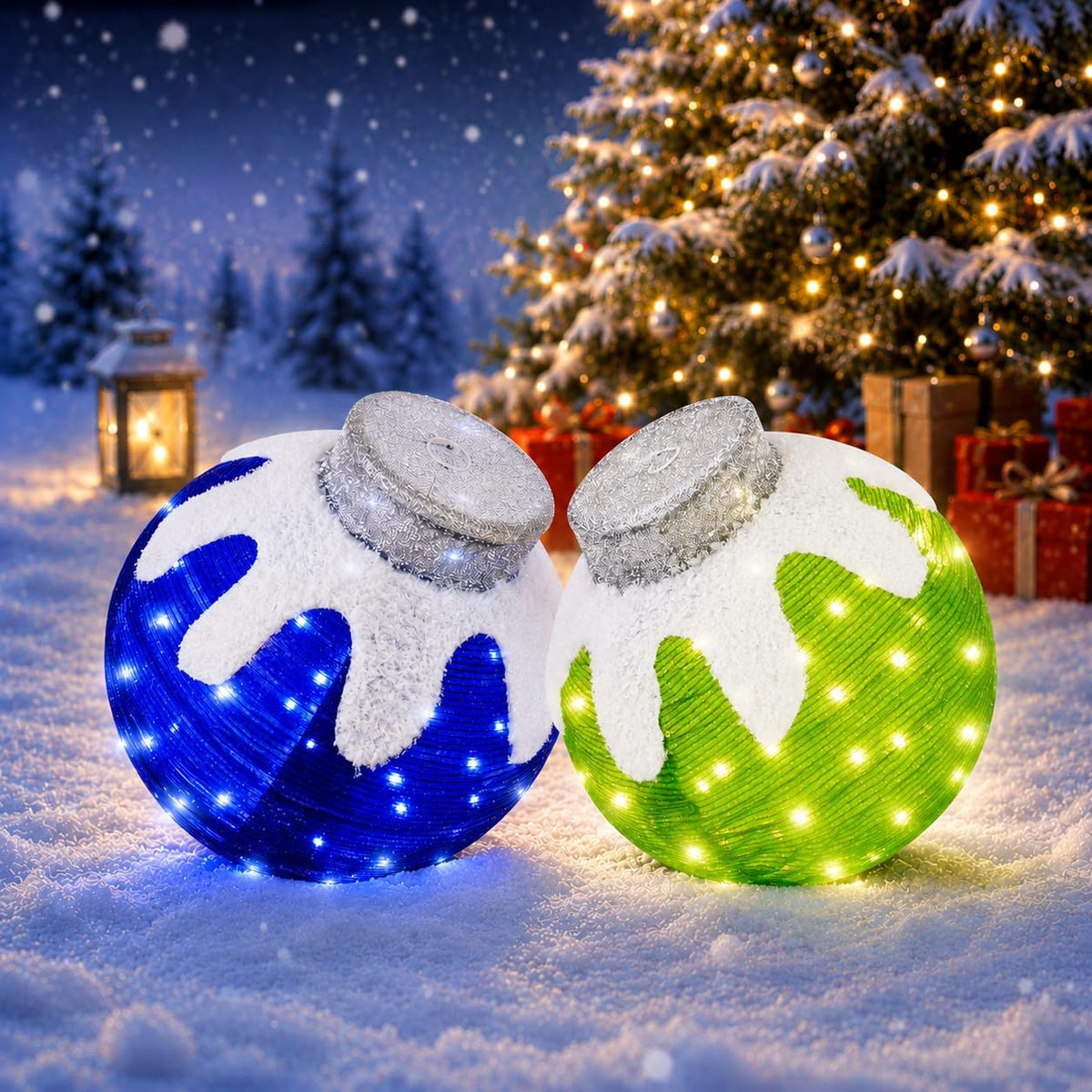 Adornos de Navidad para exteriores, decoración de bolas navideñas e...