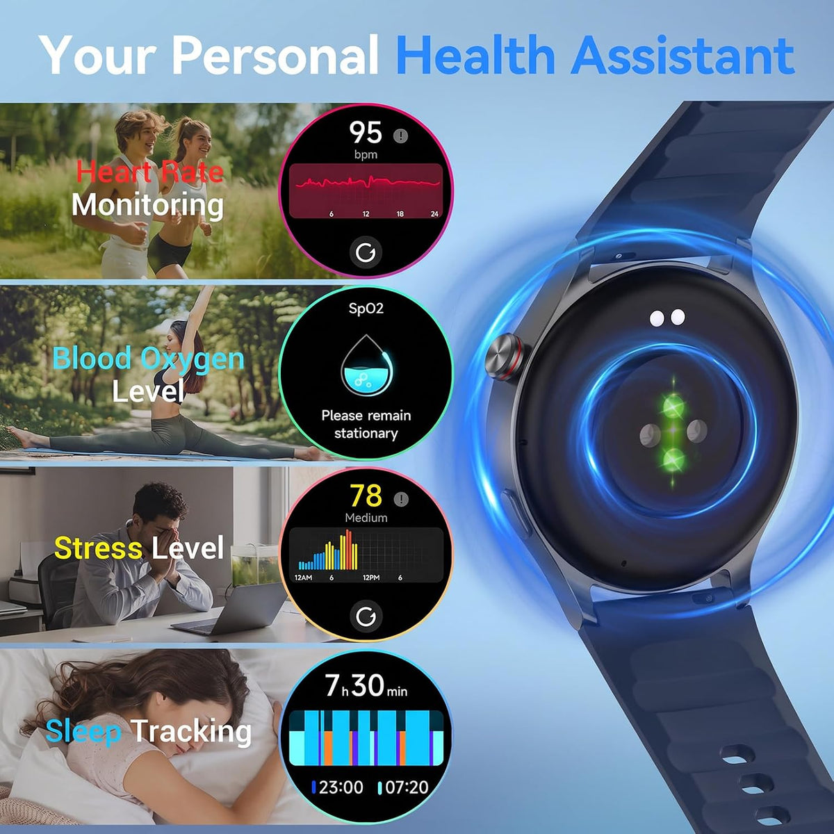 Fitpolo Reloj inteligente para hombres y mujeres, rastreador de act...