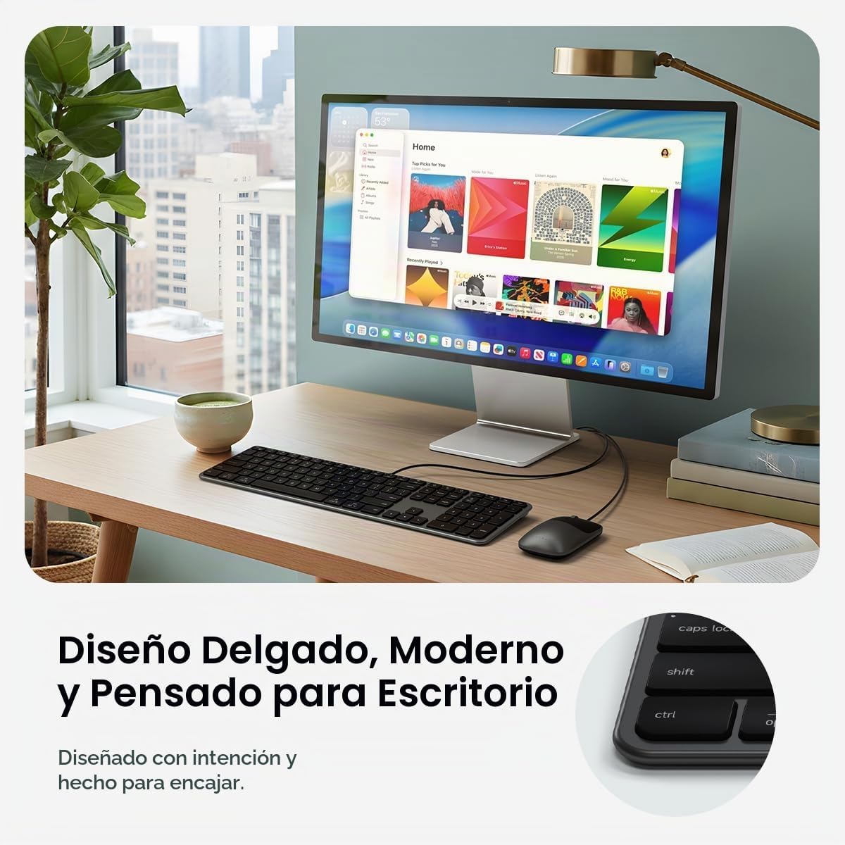 Satechi Teclado delgado LX3 con cable, conmutación de SO multiplata...
