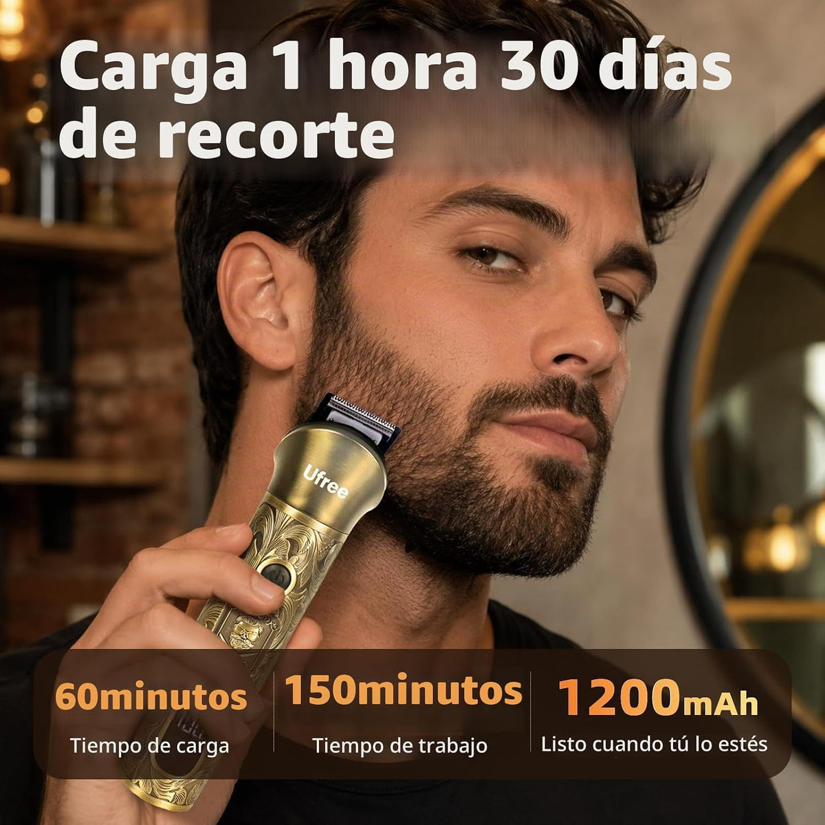Ufree Recortadora de Barba Profesional para Hombres, Afeitadora elé...
