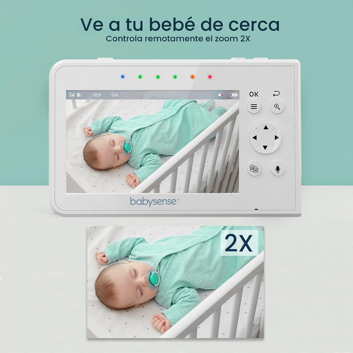 Babysense Monitor de bebé, pantalla dividida de 4.3", monitor d...