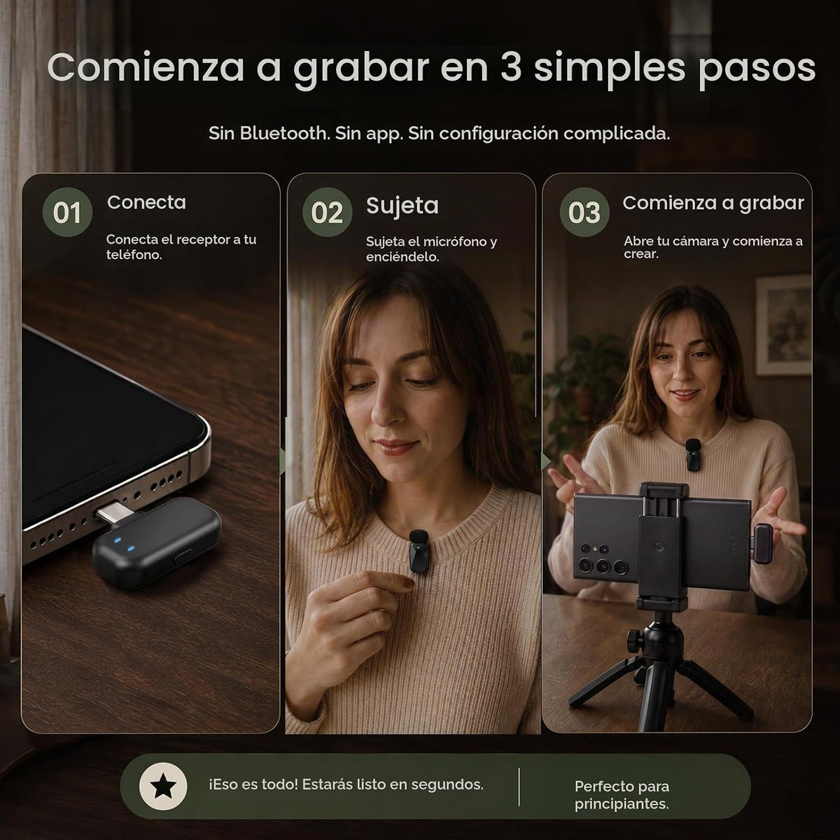 Blinfada Mini micrófono inalámbrico Lavalier para iPhone y cámara A...