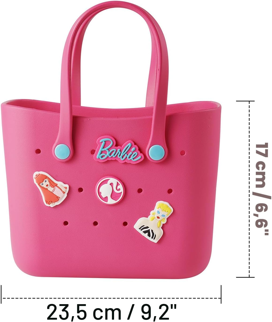 MINISO Barbie - Bolsa de mano reutilizable de goma pequeña, imperme...