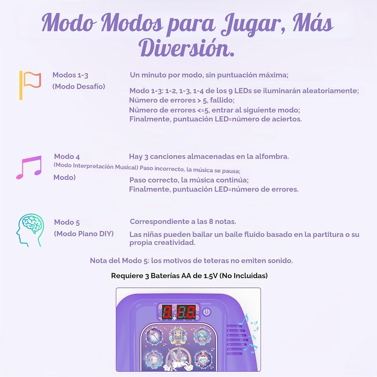 GirlsHome Almohadilla de baile electrónica iluminada, juguete de re...