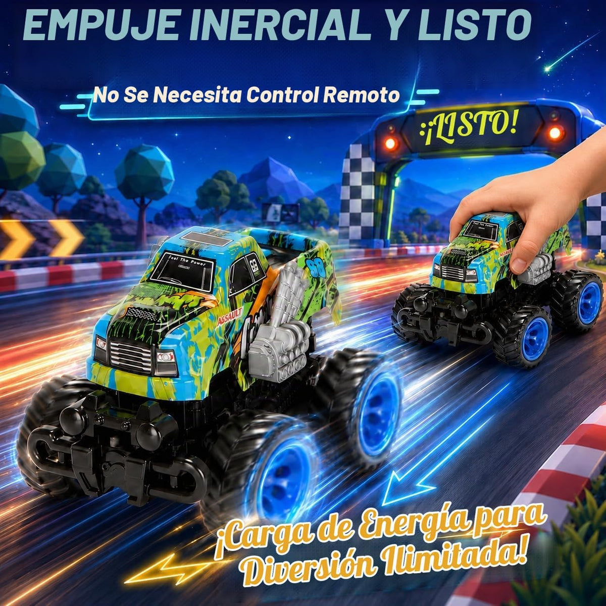 Paquete de 2 camiones monstruos de juguete - Camión de juguete para...