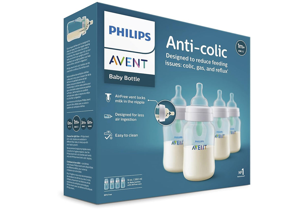 Philips Avent Biberón anticólicos con ventilación AirFree, flujo me...
