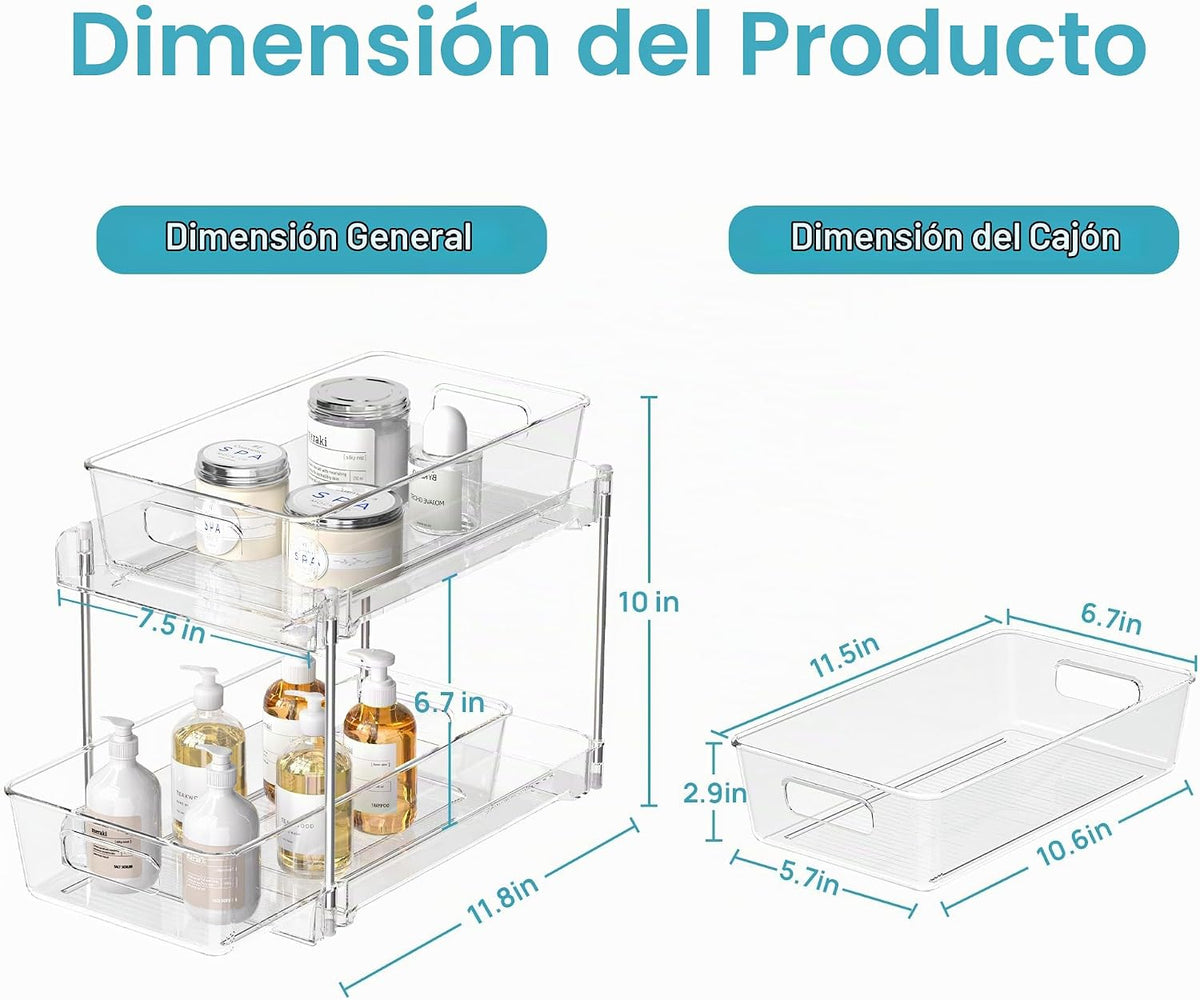Vtopmart Paquete de 2 organizadores extraíbles para debajo del freg...