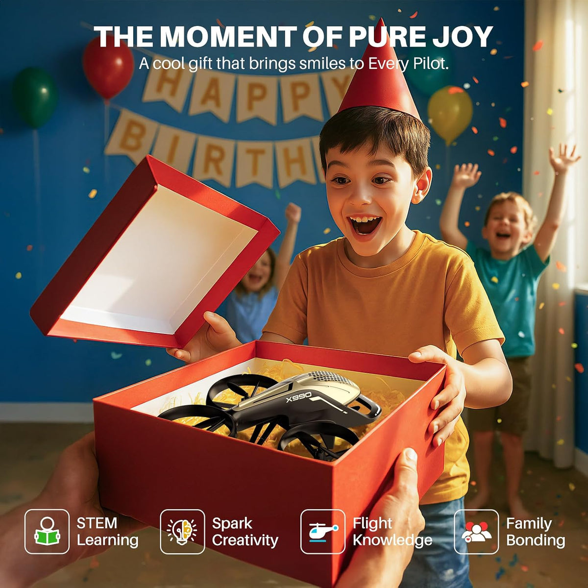 SYMA X990 - Avión RC para niños, acrobacias volando con protector d...