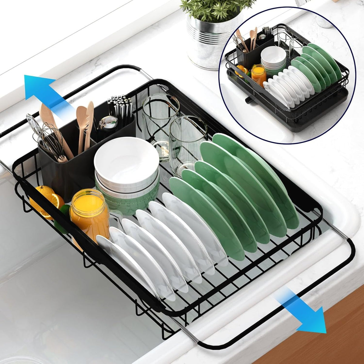 Kitsure Escurridor de platos para encimera de cocina, 12.2 pulgadas...