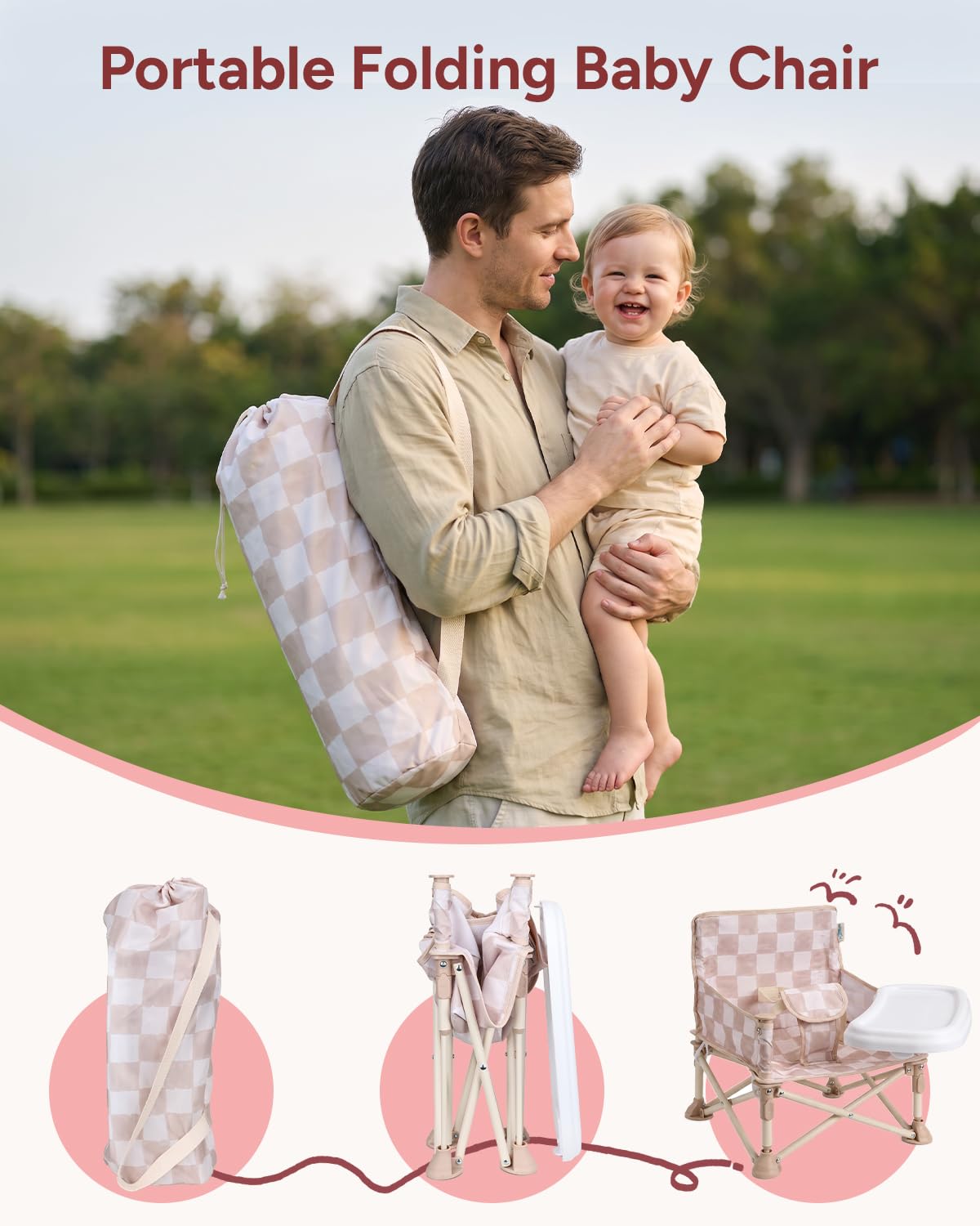 Tiny Marvels - Silla de bebé, silla alta portátil para viajes y pla...