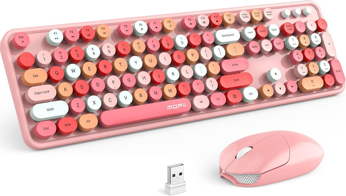 MOFII Combo de teclado y mouse inalámbricos, teclado inalámbrico ro...