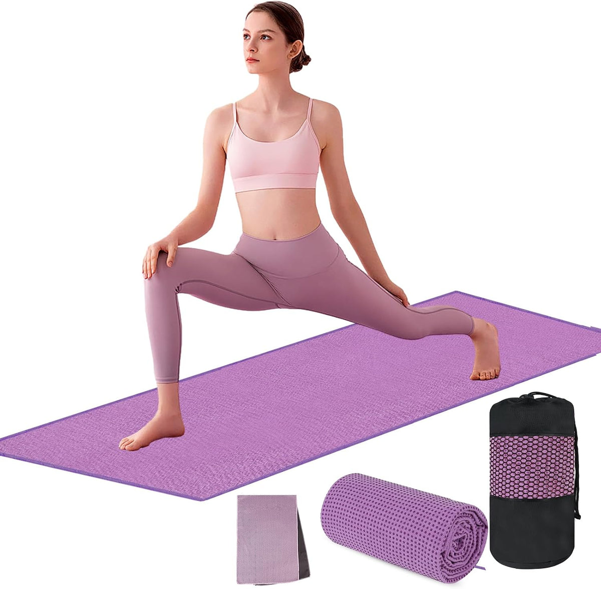 flintronic Toalla de yoga, toalla de esterilla de yoga con puntos d...