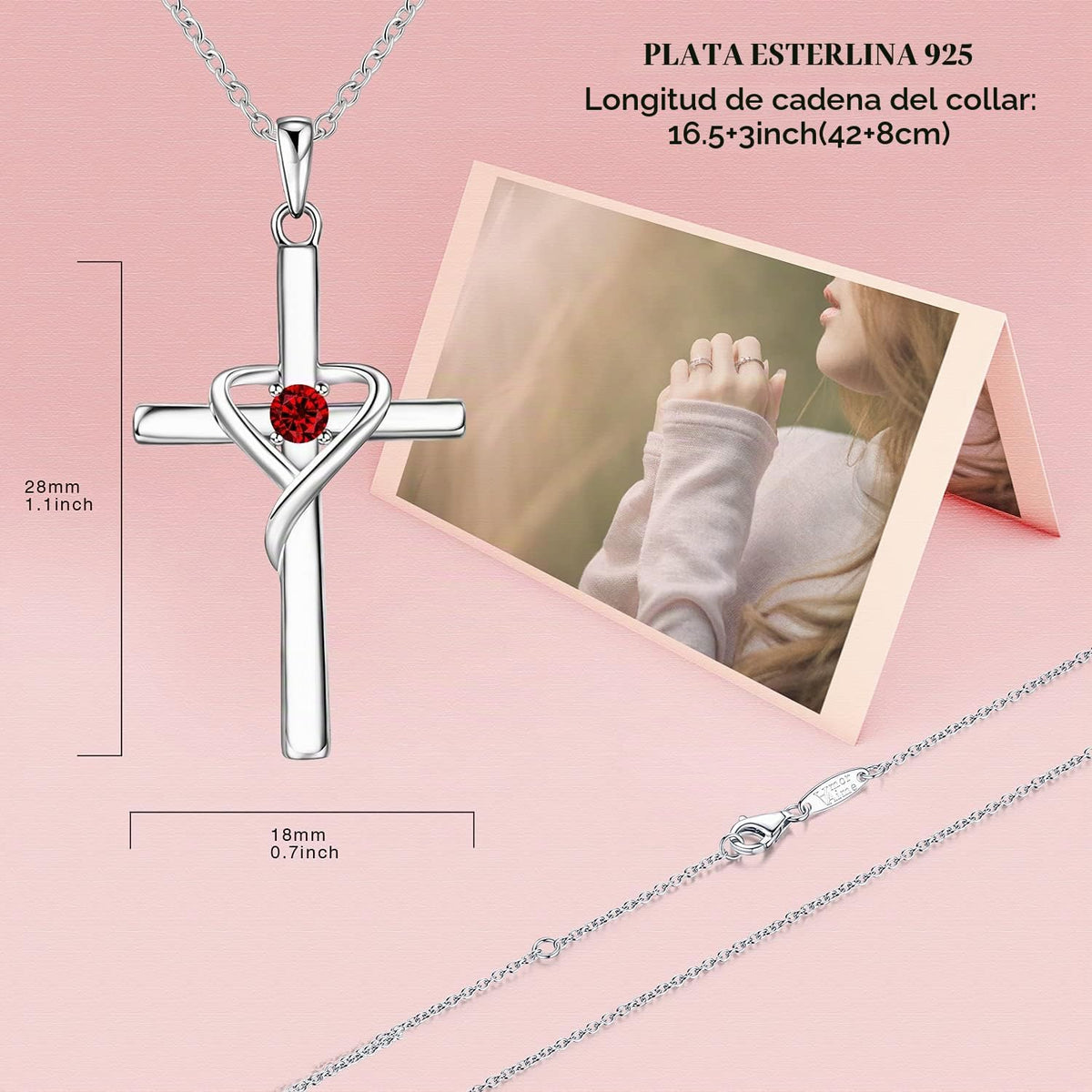 AmorAime Collar con cruz de plata de ley 925 para mujeres y hombres...