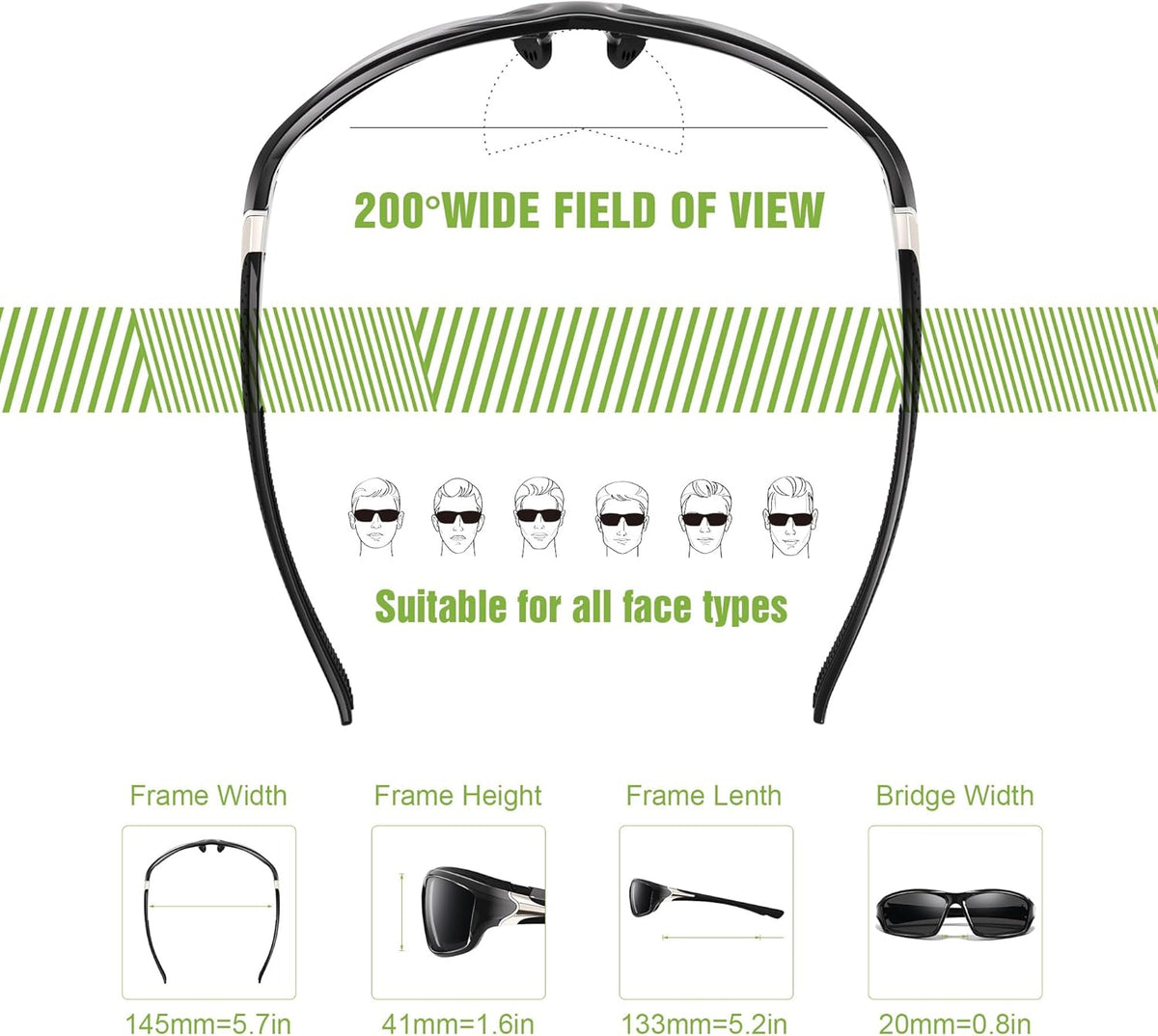 Foliful Paquete de 3 lentes de sol deportivos polarizados para homb...
