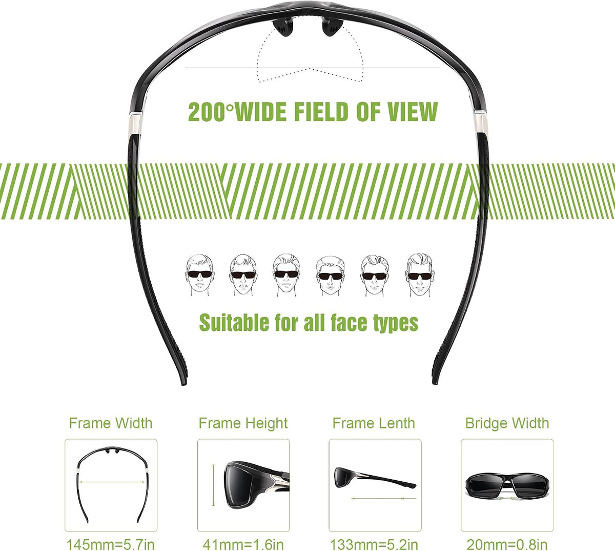 Foliful Paquete de 3 lentes de sol deportivos polarizados para homb...