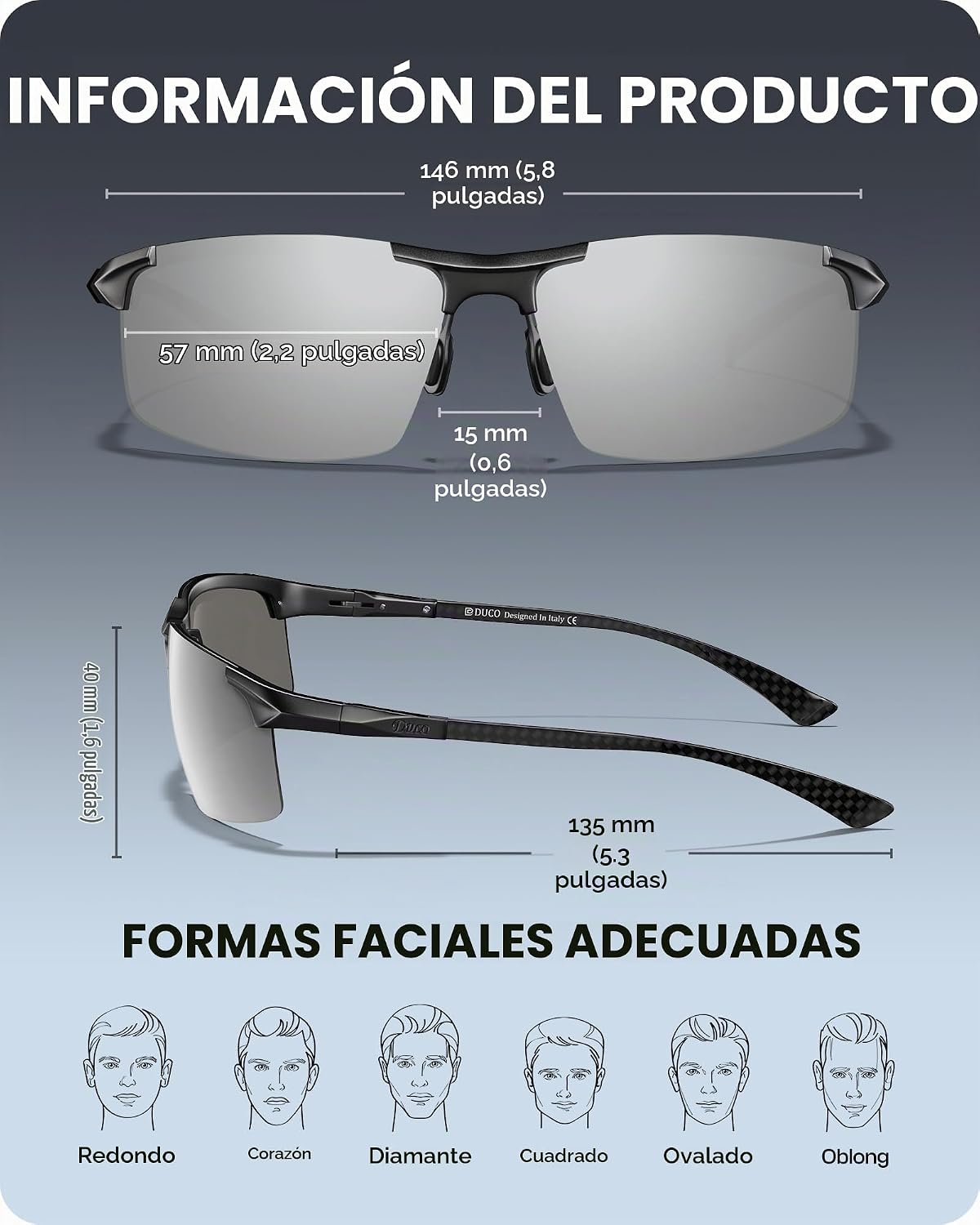 DUCO - Gafas de sol polarizadas para hombre, para deportes, pesca,...