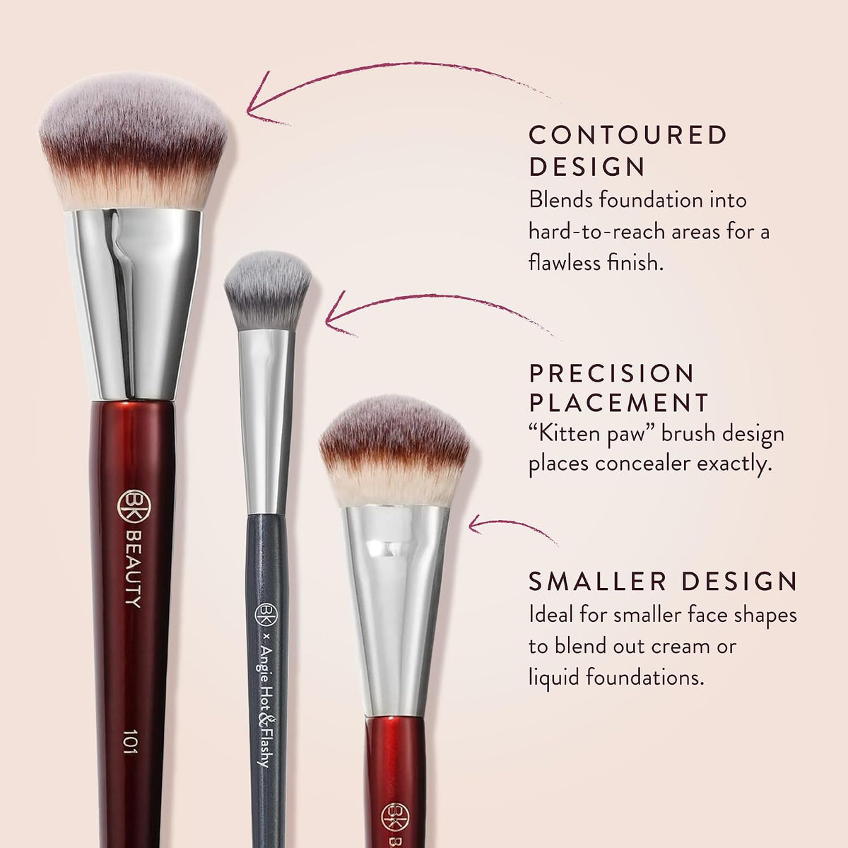 BK Beauty Set de brochas - A506, 109 y 101 para corrector, base con...