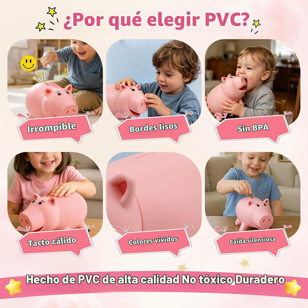 PHOCAS Hairphocas Linda alcancía en forma de cerdito rosa, alcancía...