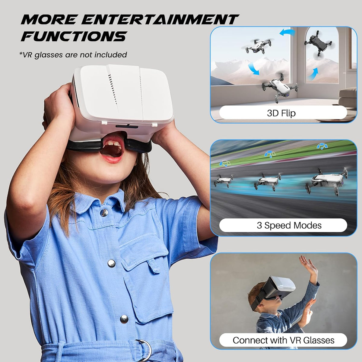SIMREX Mini dron para niños principiantes: cuadricóptero RC plegabl...