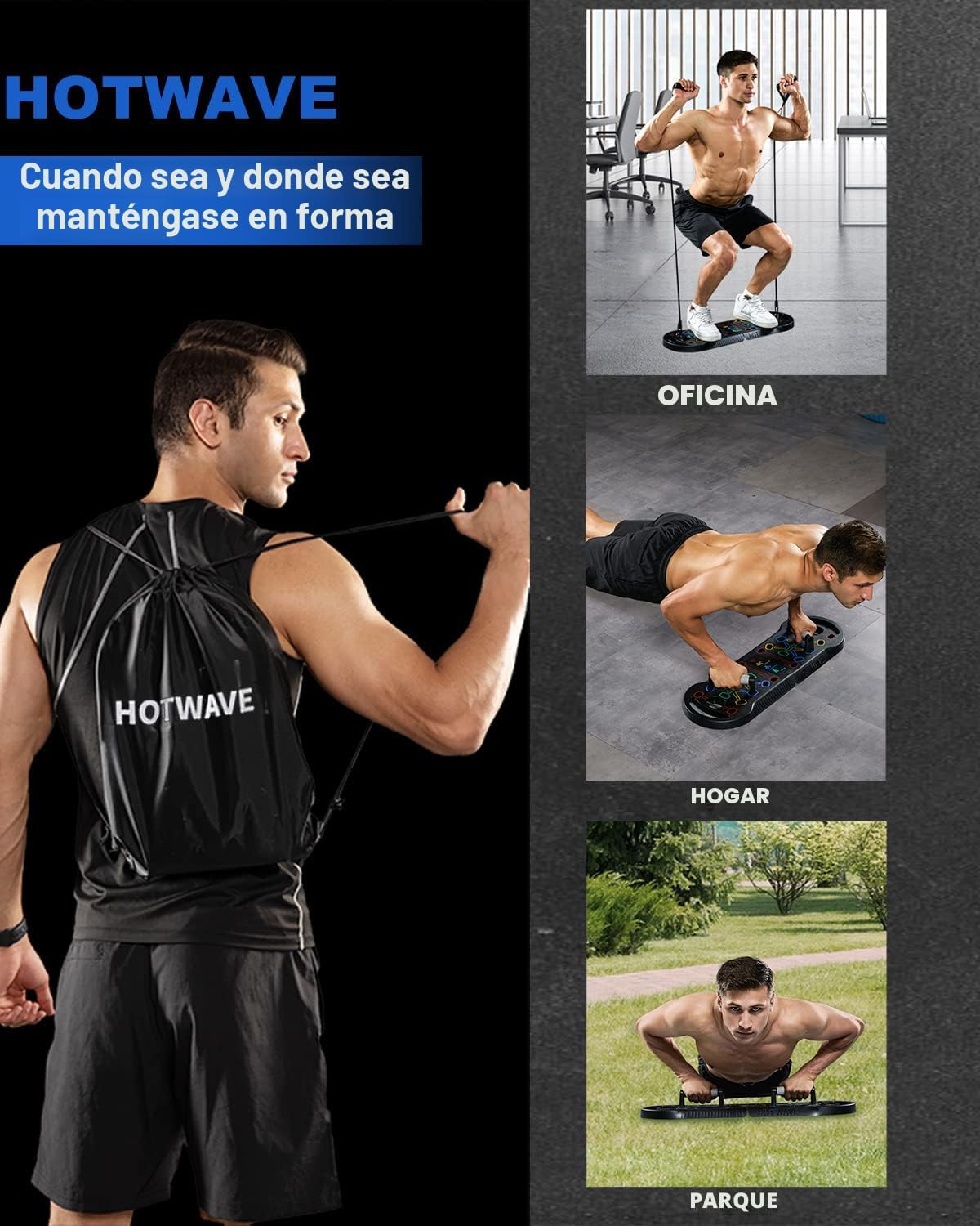Tabla de flexiones HOTWAVE, tabla de flexiones portátil, barra de f...