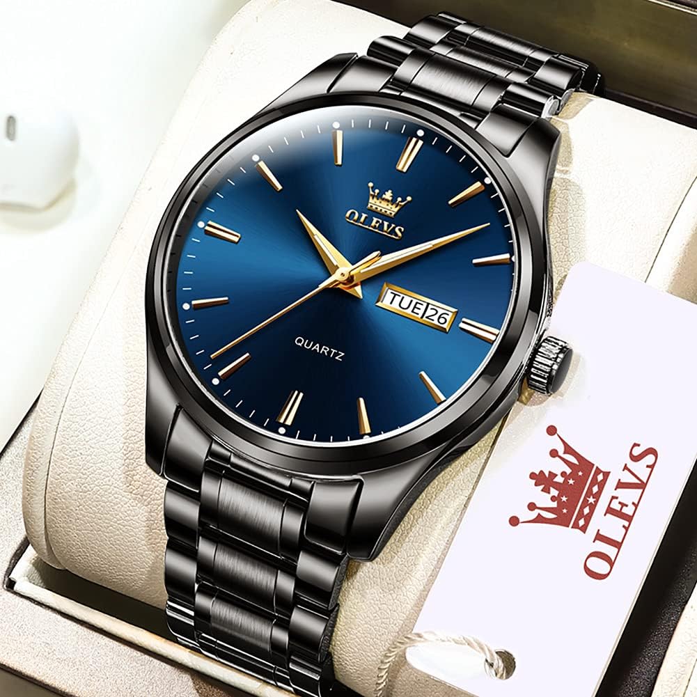 OLEVS Relojes para hombre Relojes de cronógrafo de fácil lectura lu...