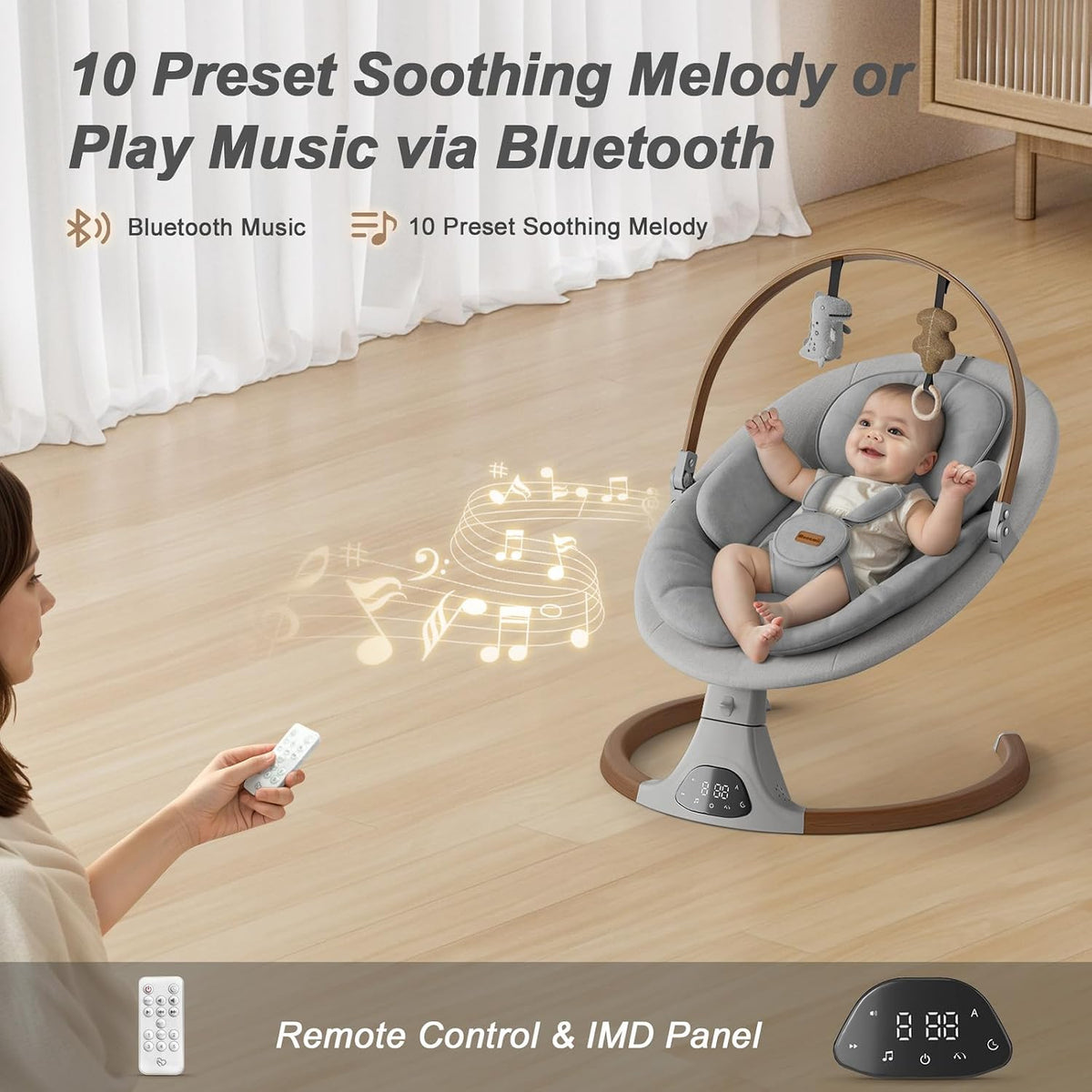 Monamii - Columpios para bebés con Bluetooth y altavoz musical | Co...