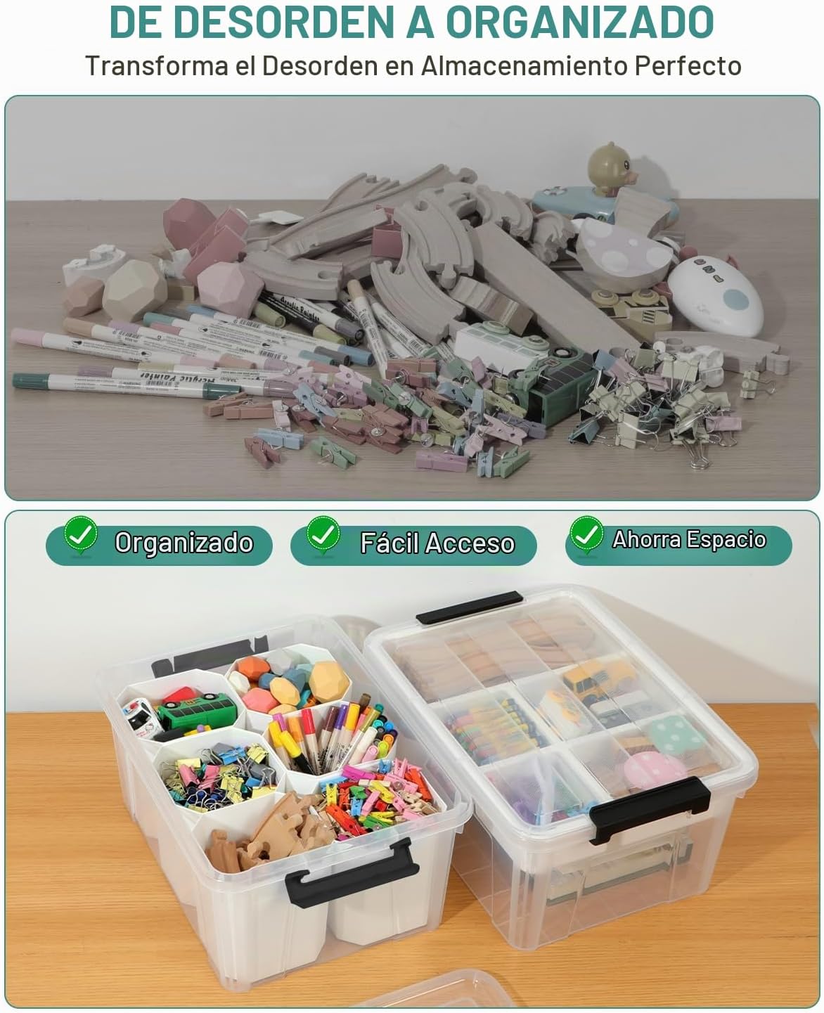 EOENVIVS Bolsa de almacenamiento transparente con 6 insertos altos,...