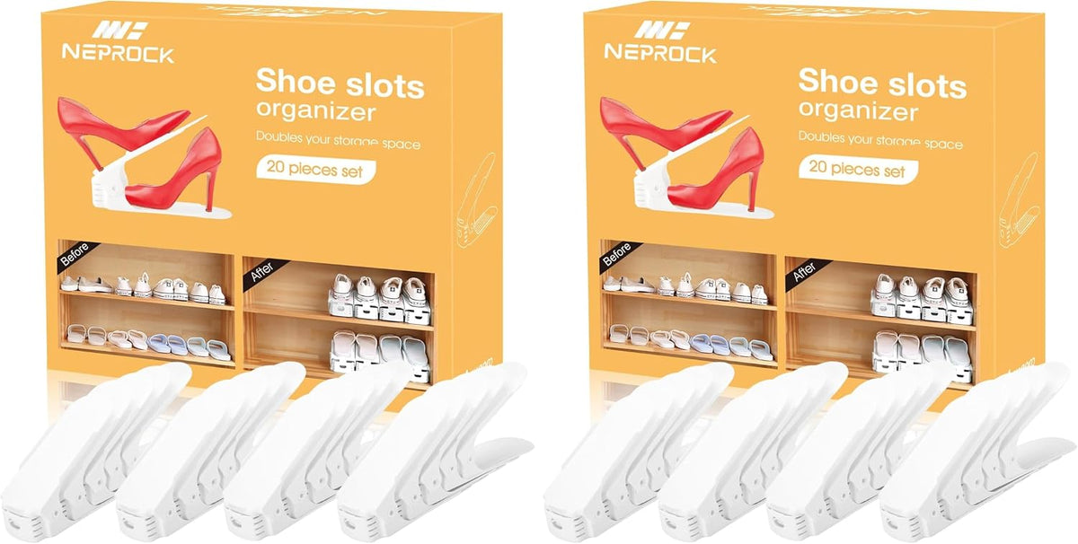 Neprock Organizador de ranuras para zapatos, paquete de 40 estantes...